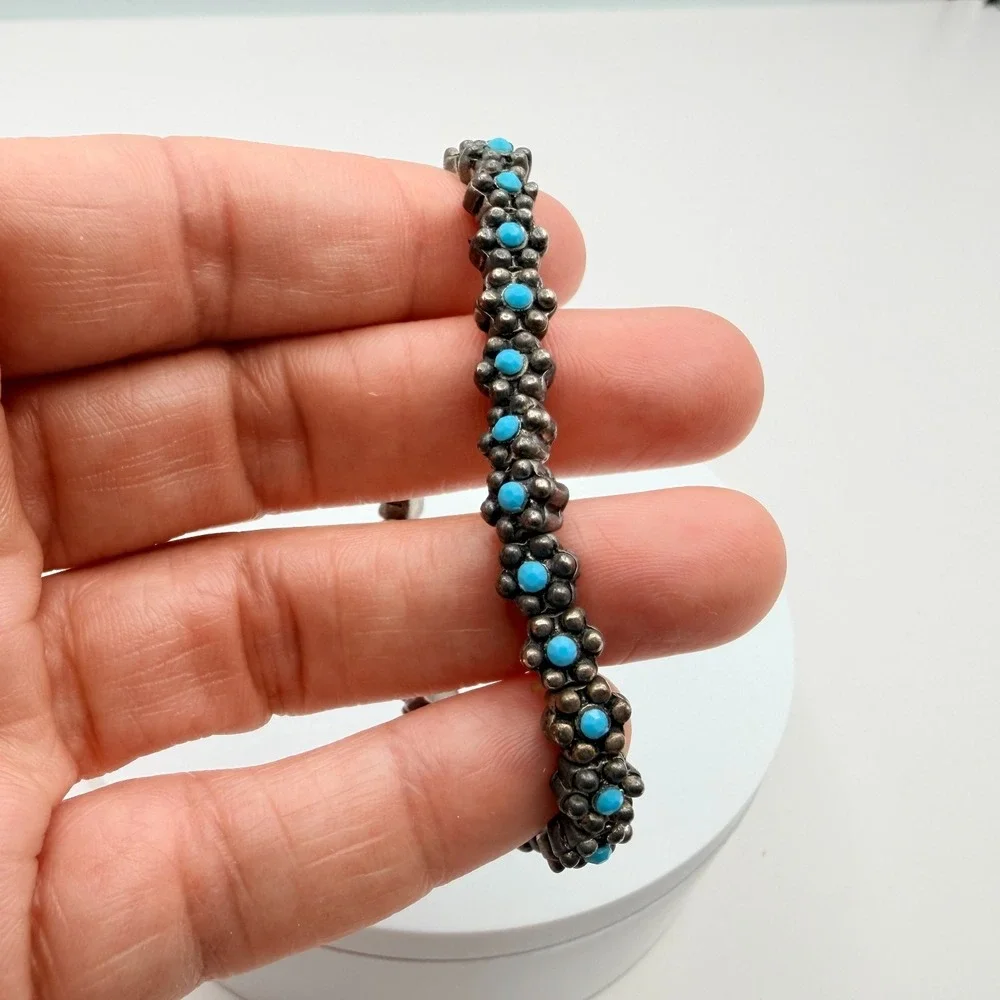 Vintage Y2K Blue Beaded Stretch‎ Bracelet Boho Women's Classic Fashion Jewelry
